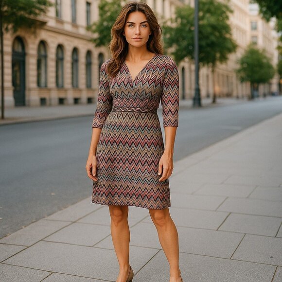 Colorful Zigzag Pattern wrap Dress - Picture 1 of 6